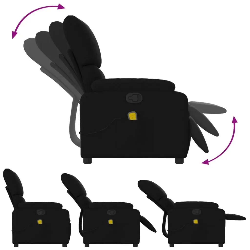 Massage Recliner Chair Manual Recline 6 Vibration Points Black Fabric