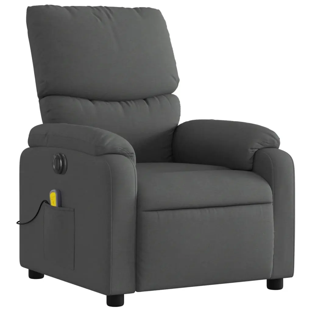 Electric Massage Recliner Chair Grey Fabric Lounge with Footrest and Vibration Massage Function