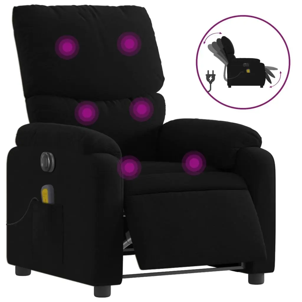 Recliner Chair Electric Massage Automatic Footrest Fabric Black