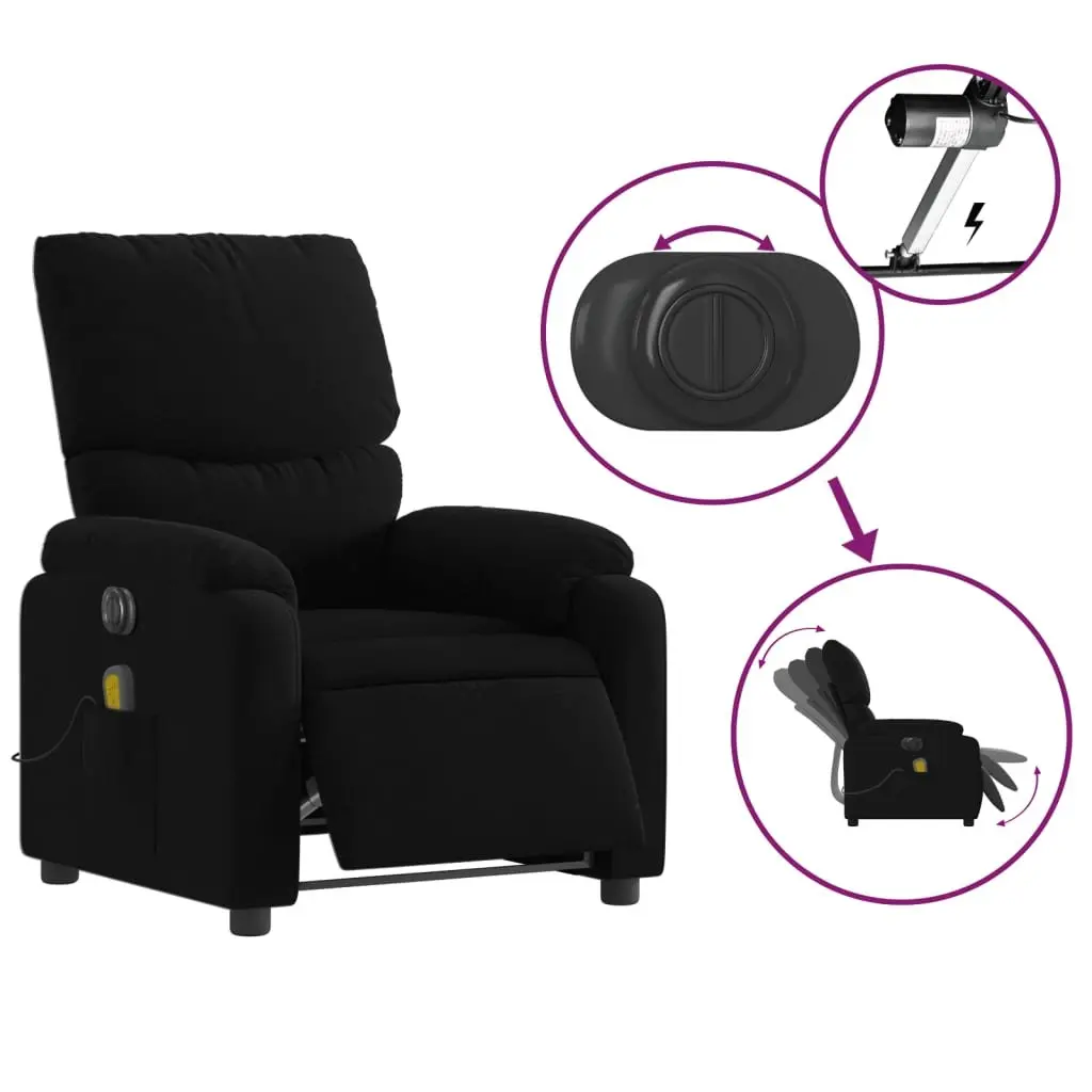 Recliner Chair Electric Massage Automatic Footrest Fabric Black