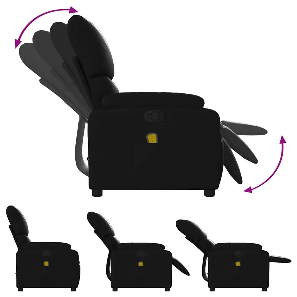 Recliner Chair Massage Black Faux Leather Manual Adjust 6 Vibration Points