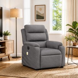 Reliable Grey Fabric Recliner Chair with Massage Features