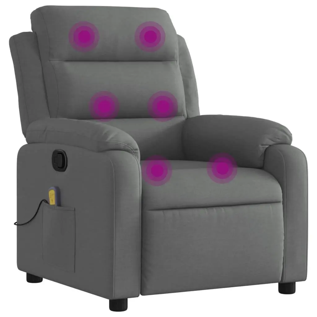 Massage Recliner Chair Grey Fabric Manual Recline Footrest Armchair Vibration