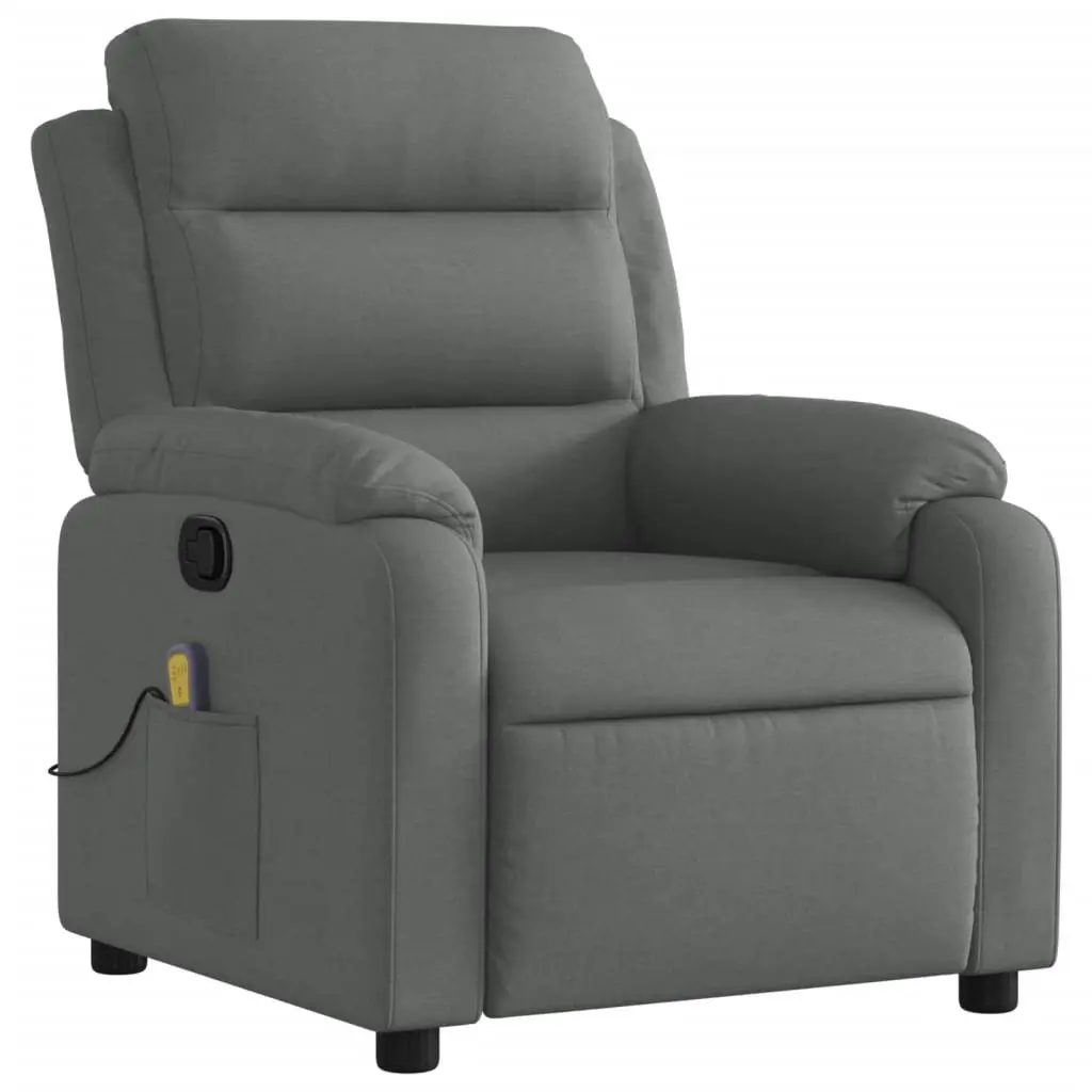 Massage Recliner Chair Grey Fabric Manual Recline Footrest Armchair Vibration