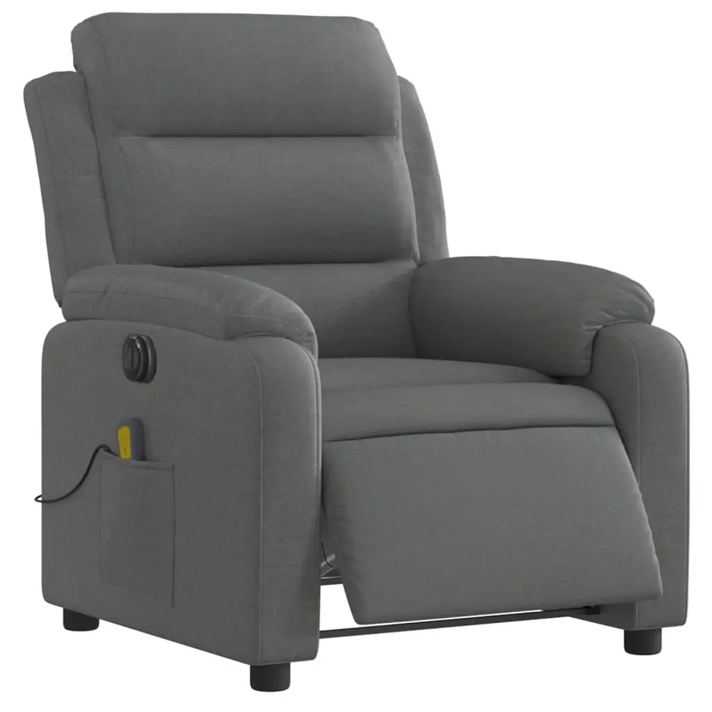 Electric Massage Recliner Chair Adjustable Footrest 135 Degrees Grey Fabric