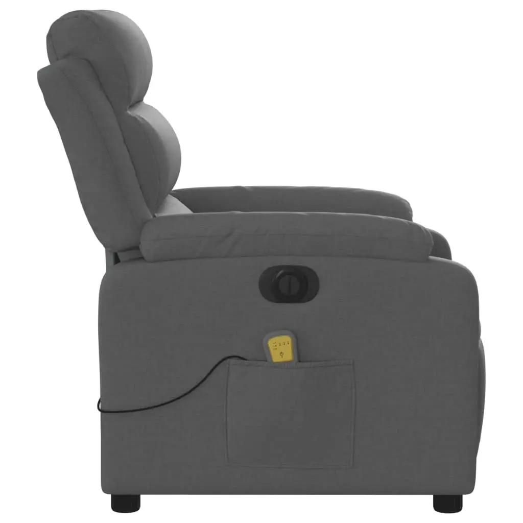 Electric Massage Recliner Chair Adjustable Footrest 135 Degrees Grey Fabric