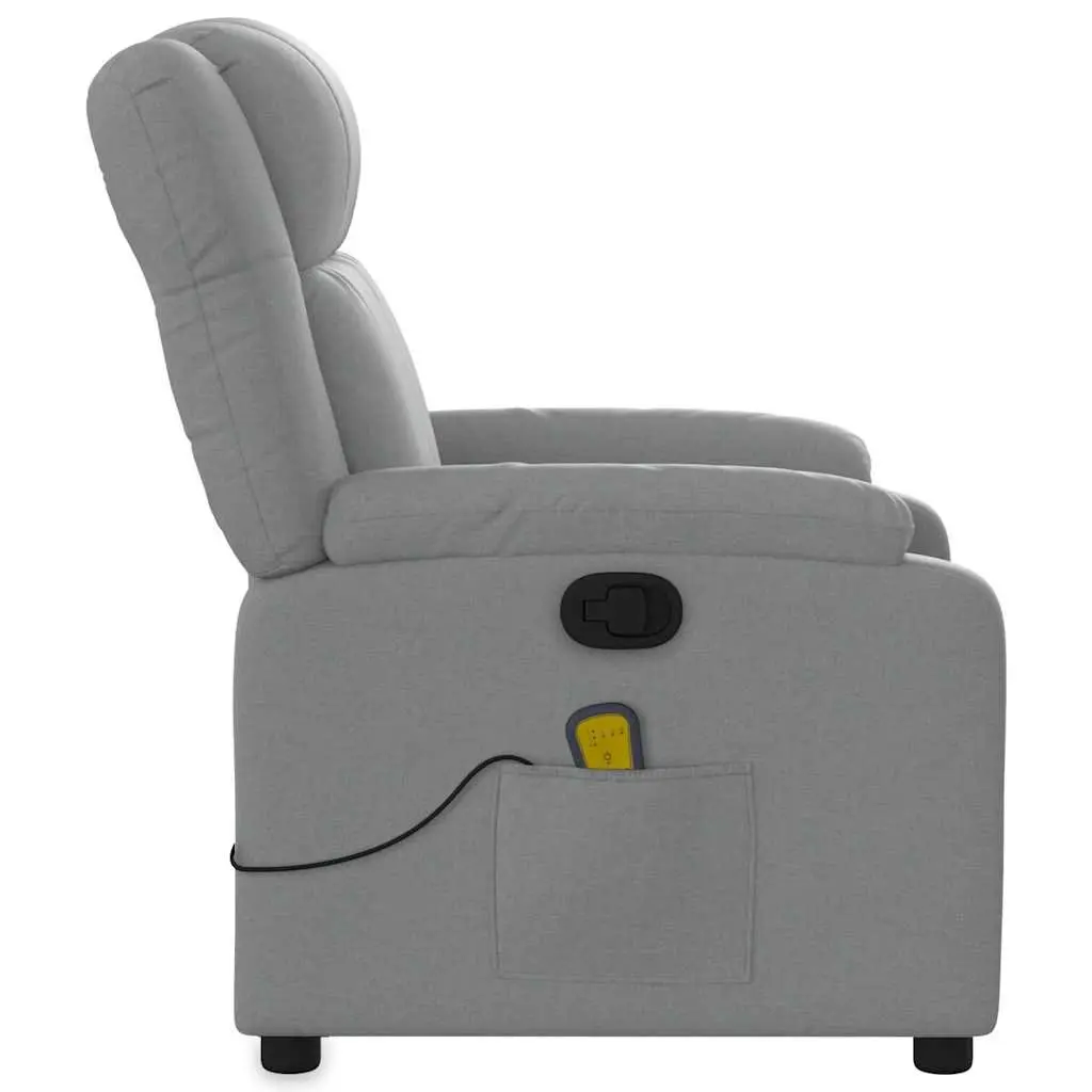 Massage Recliner Chair Grey Fabric Manual Recline Vibration Armchair Lounge