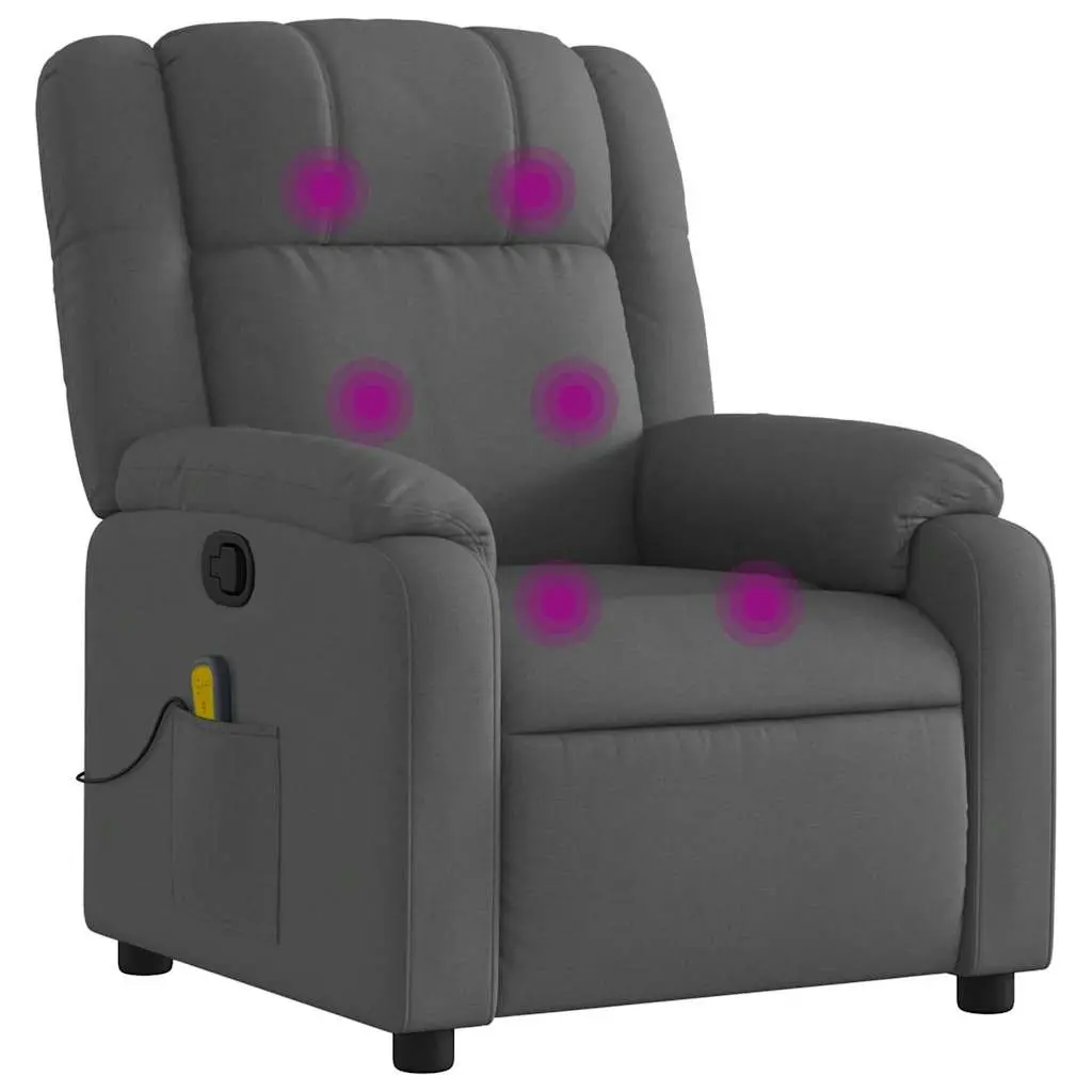 Massage Recliner Chair Grey Fabric Manual Reclining Armchair with Vibration