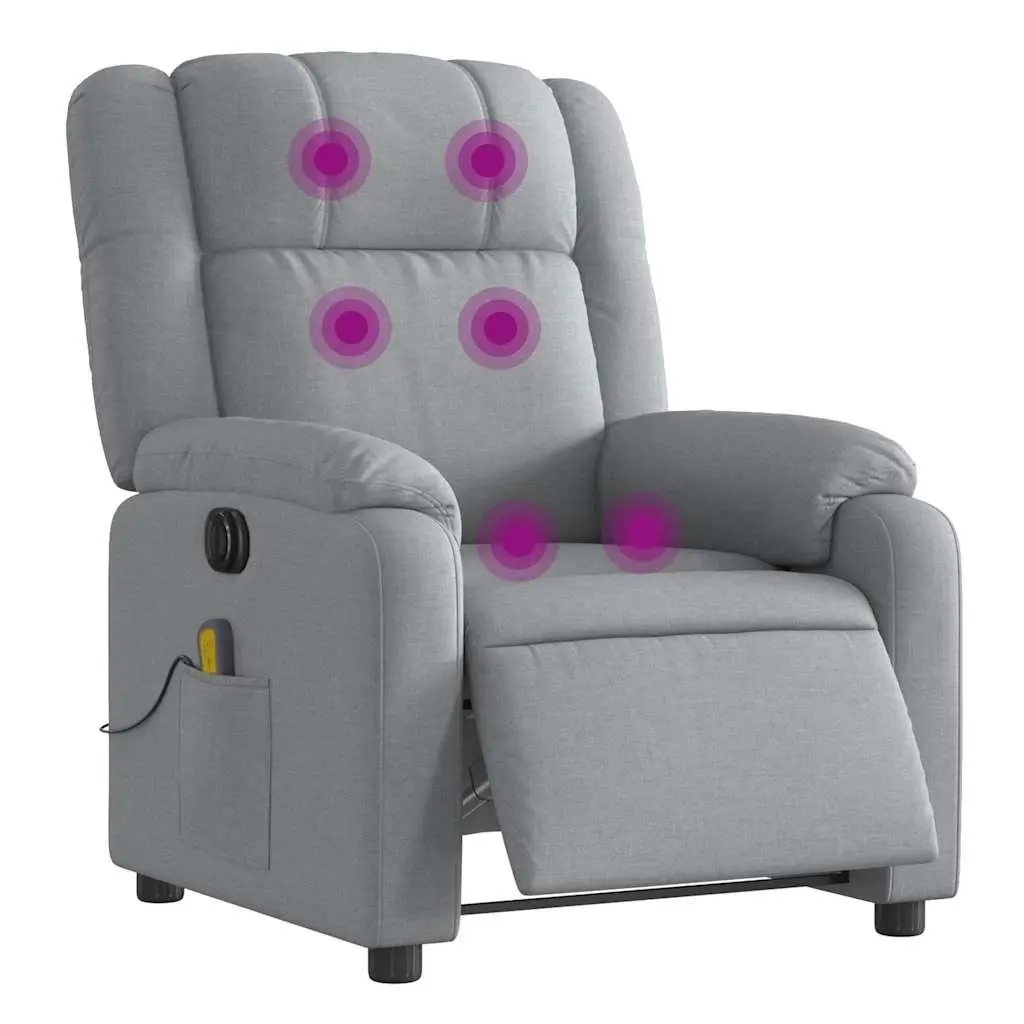 Recliner Chair Fabric Massage Electric Vibration Grey Adjustable Armchair