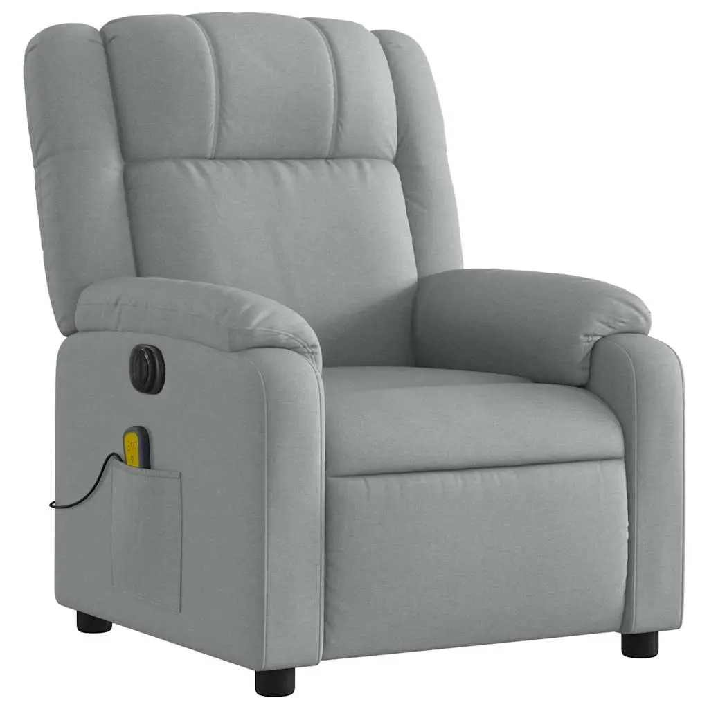 Recliner Chair Fabric Massage Electric Vibration Grey Adjustable Armchair