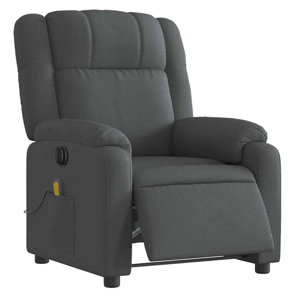 Electric Massage Recliner Chair Vibration Function Adjustable Footrest Grey Fabric