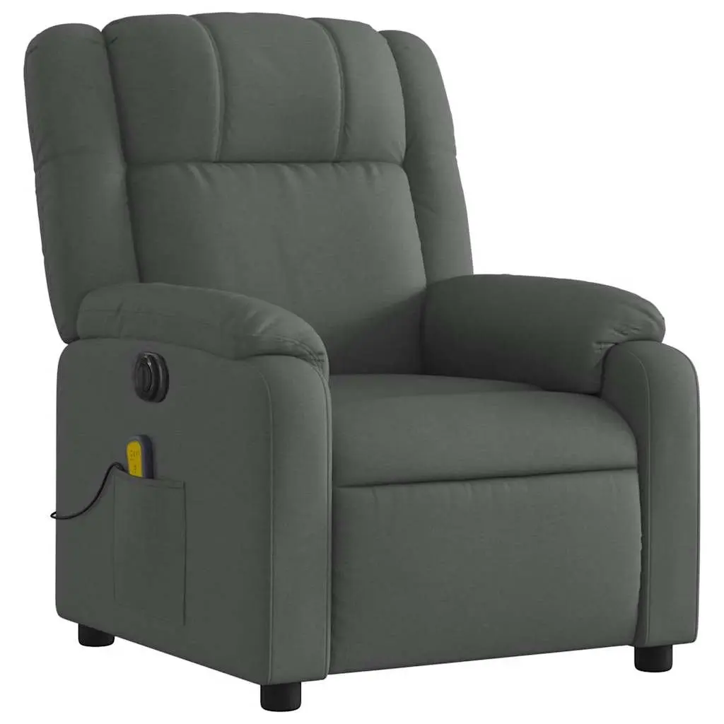 Electric Massage Recliner Chair Vibration Function Adjustable Footrest Grey Fabric