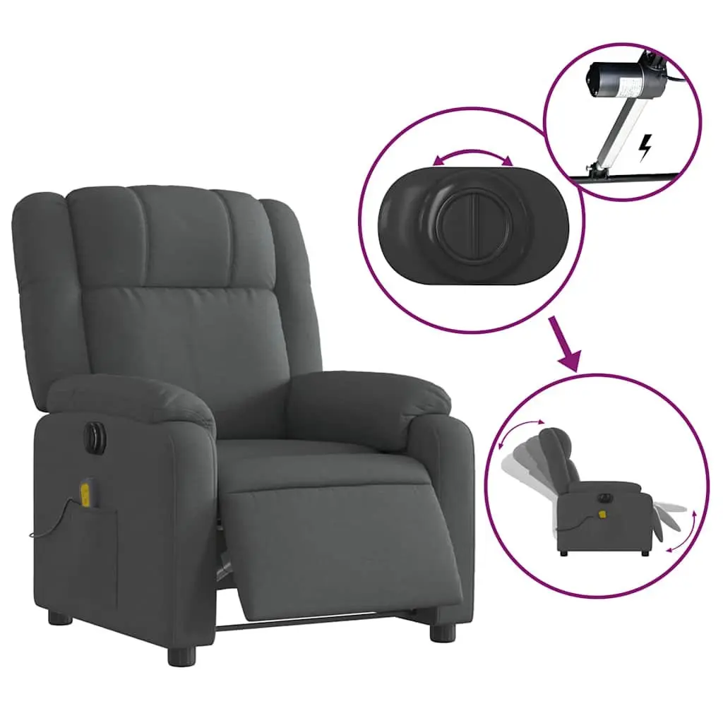 Electric Massage Recliner Chair Vibration Function Adjustable Footrest Grey Fabric