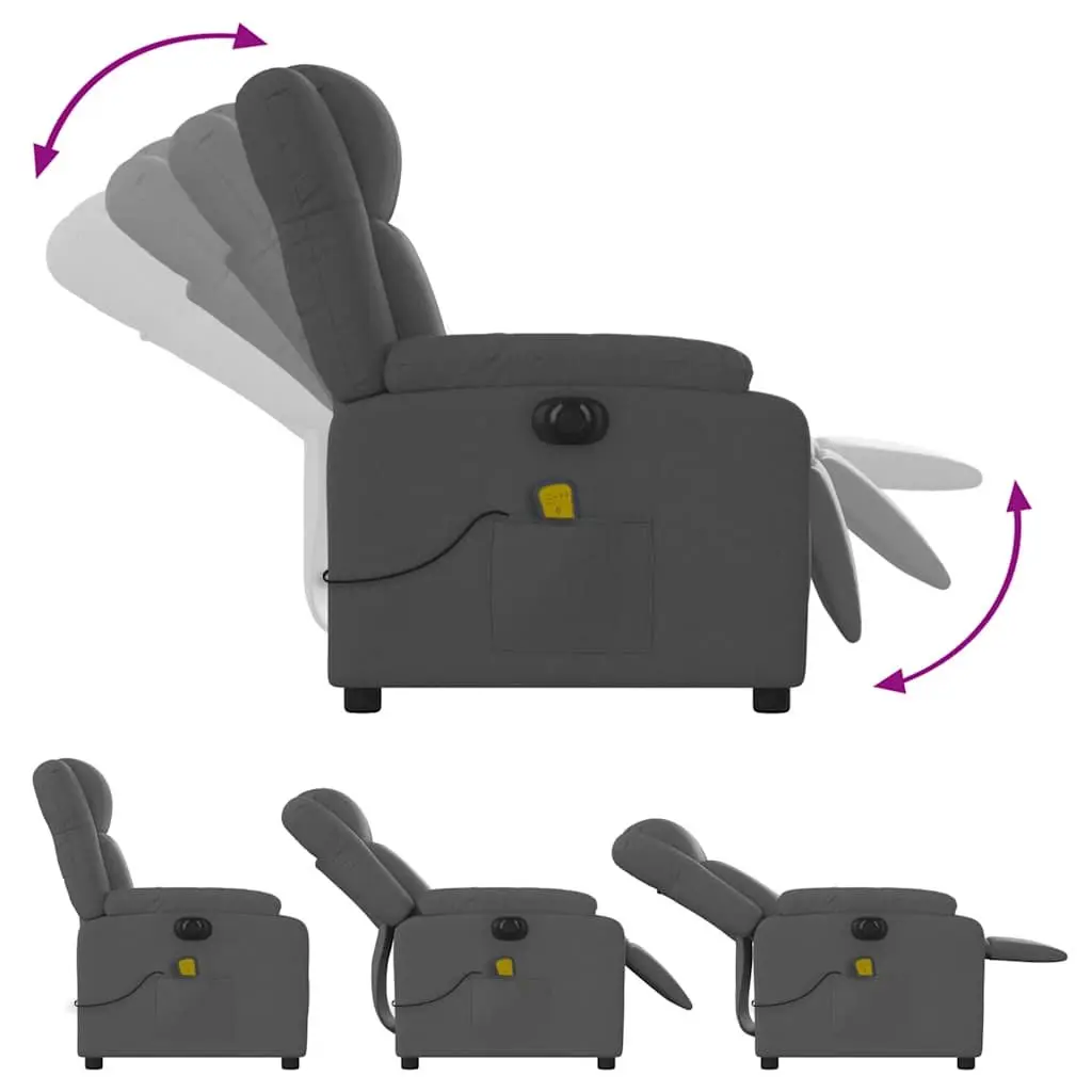 Electric Massage Recliner Chair Vibration Function Adjustable Footrest Grey Fabric