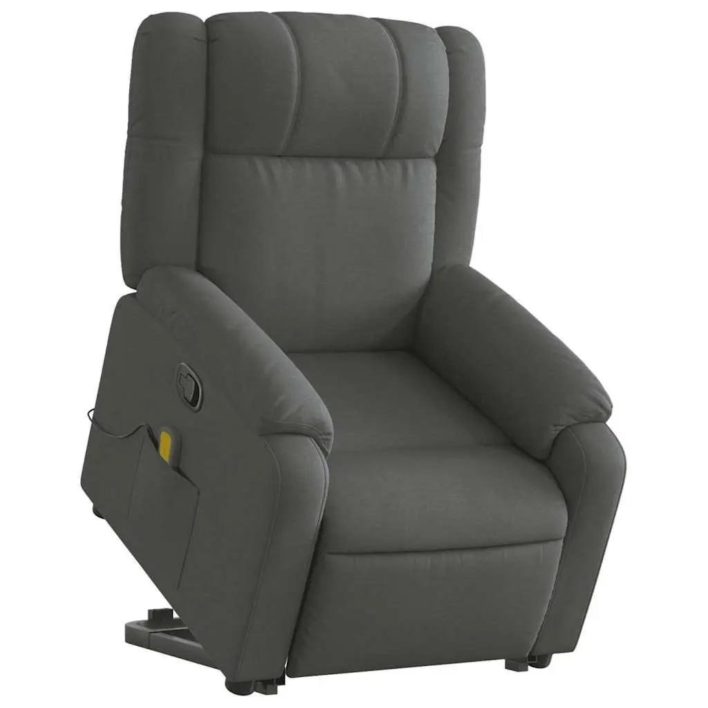 Electric Massage Recliner Chair Power Lift Function Grey Fabric