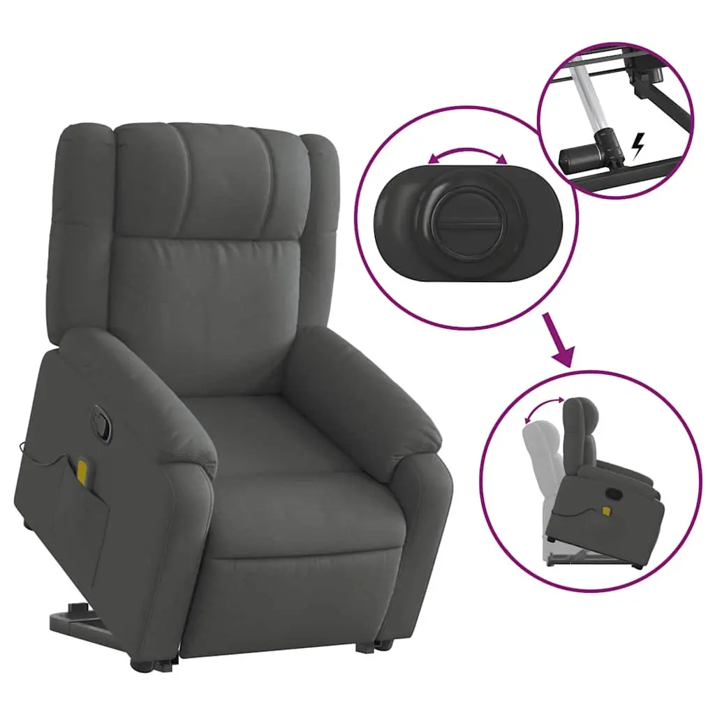 Electric Massage Recliner Chair Power Lift Function Grey Fabric