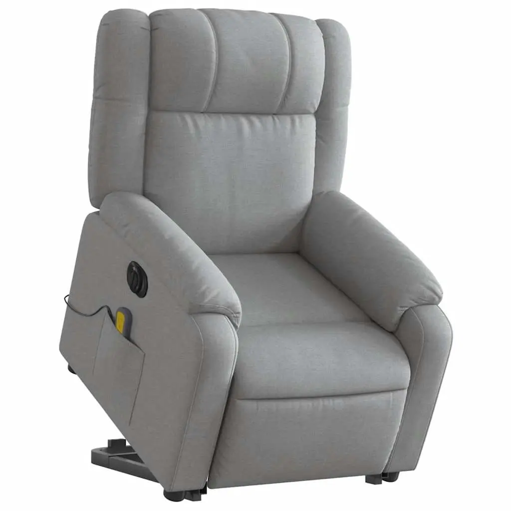 Electric Stand Up Massage Recliner Chair Grey Fabric Power Lift Recline Armchair