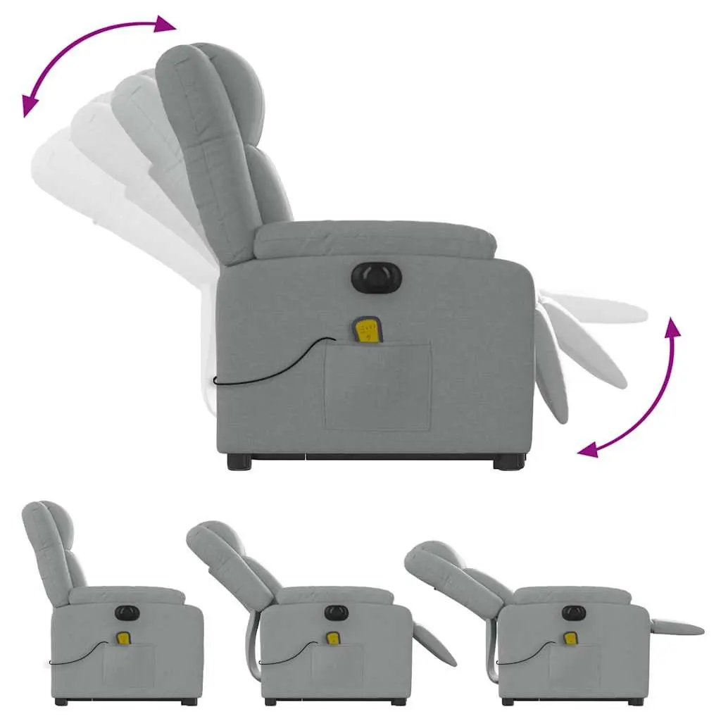Electric Stand Up Massage Recliner Chair Grey Fabric Power Lift Recline Armchair