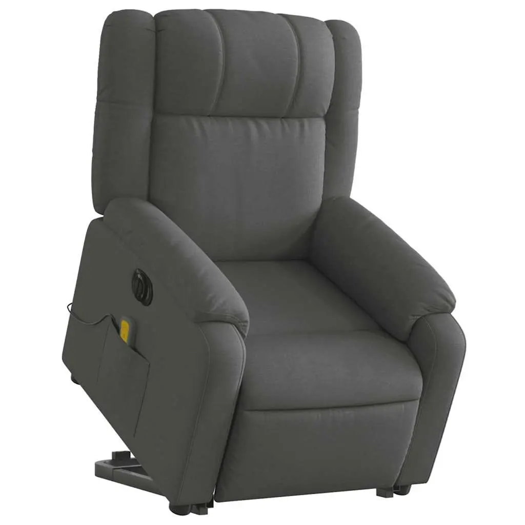 Massage Recliner Chair Electric Vibration Power Lift Grey Fabric Adjustable