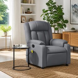 A Reliable Massage Recliner Chair in Grey Faux Leather