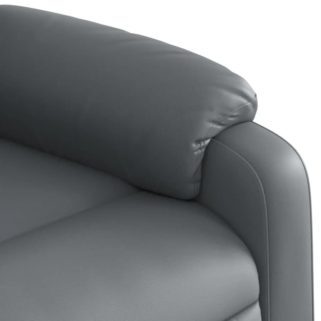 Electric Massage Recliner Chair Grey Faux Leather Armchair Adjustable Footrest