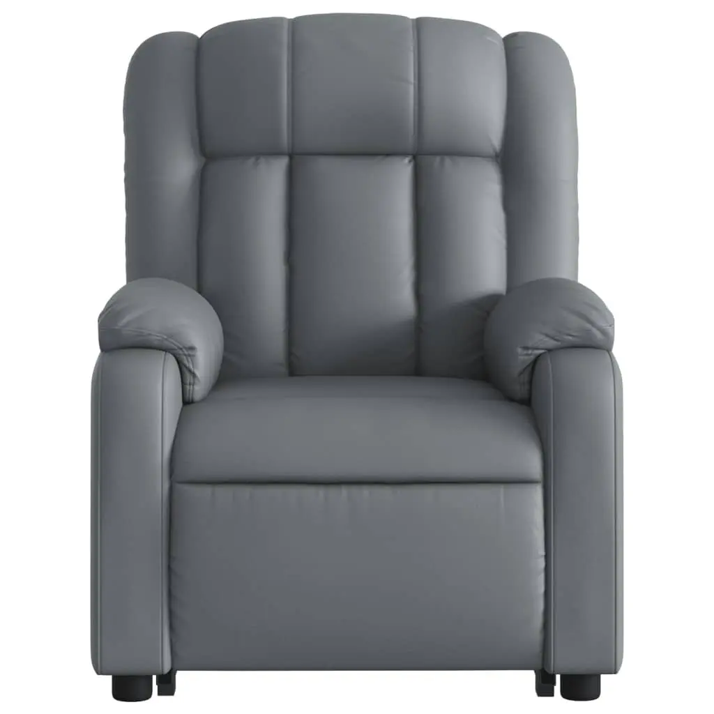 Electric Massage Recliner Chair Grey Faux Leather Armchair Adjustable Footrest