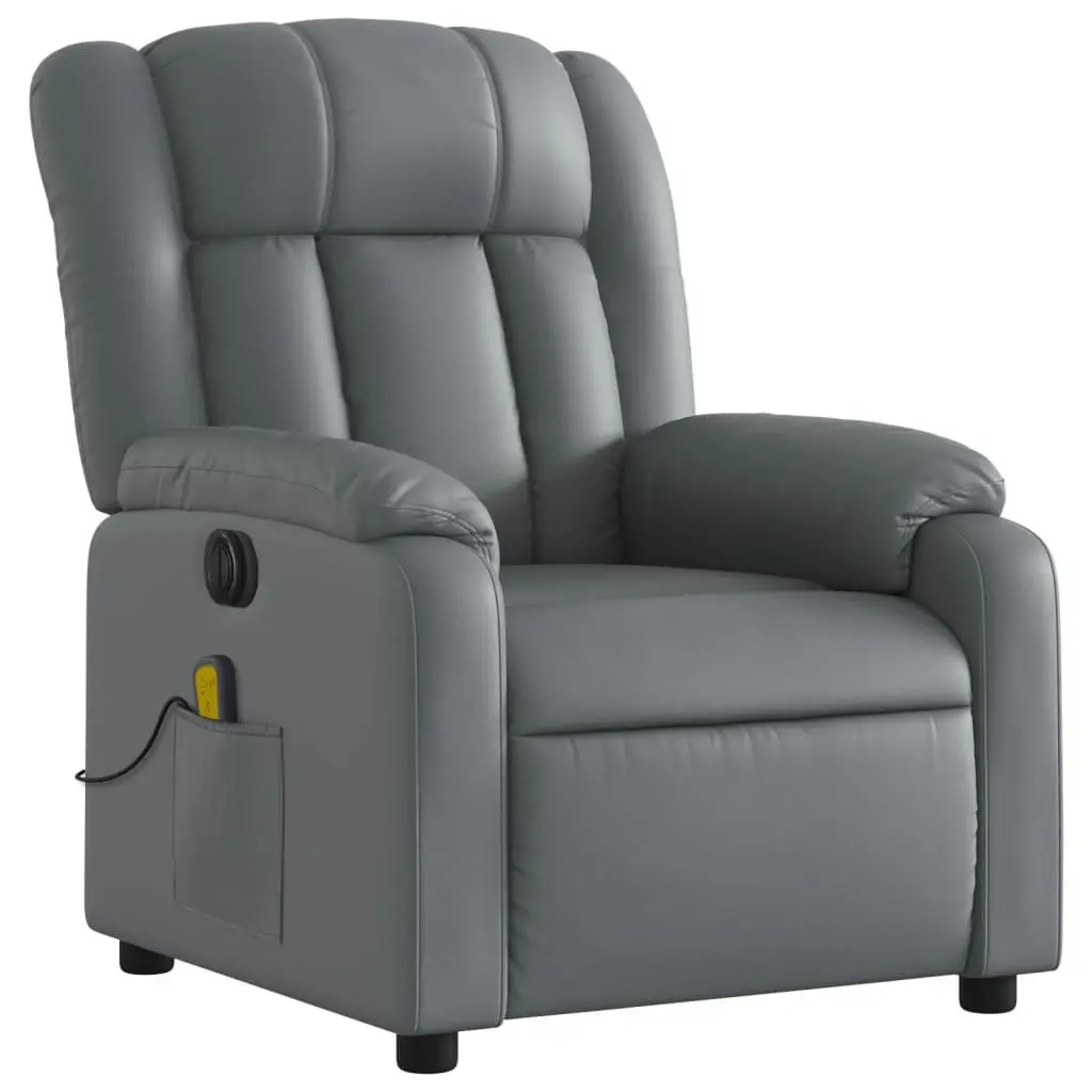 Stand Up Massage Recliner Chair Power Lift Manual Recline Grey Faux Leather