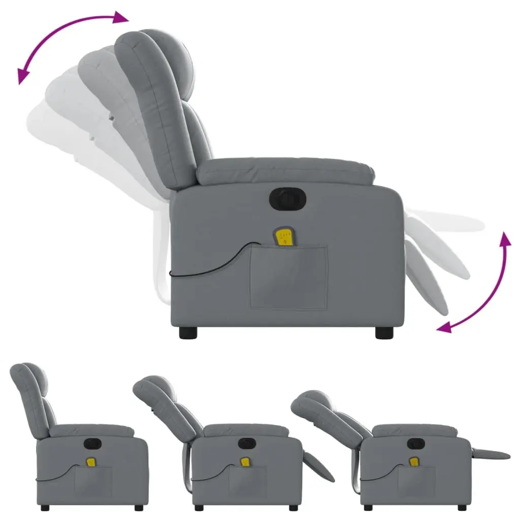 Stand Up Massage Recliner Chair Power Lift Manual Recline Grey Faux Leather