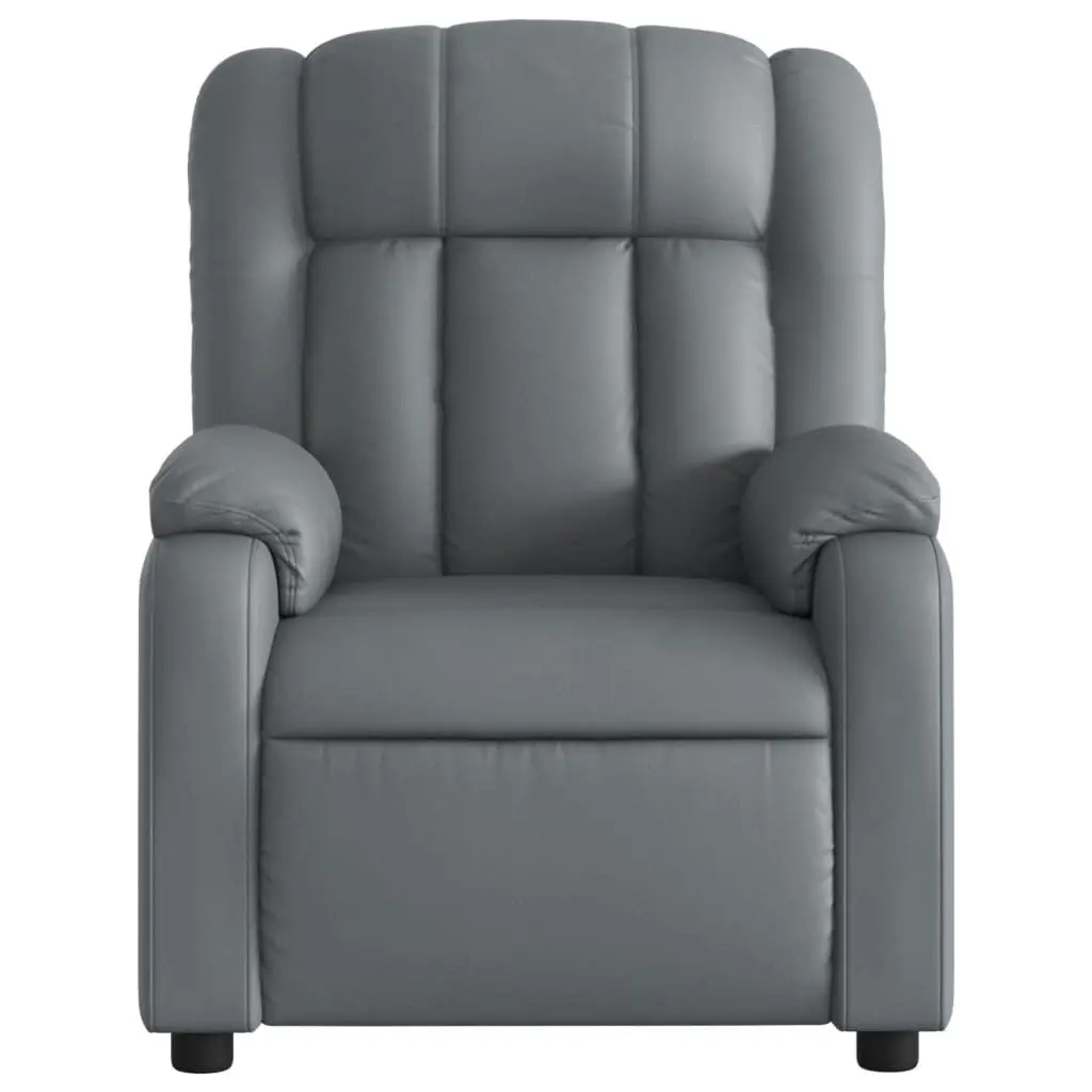 Stand Up Massage Recliner Chair Power Lift Manual Recline Grey Faux Leather