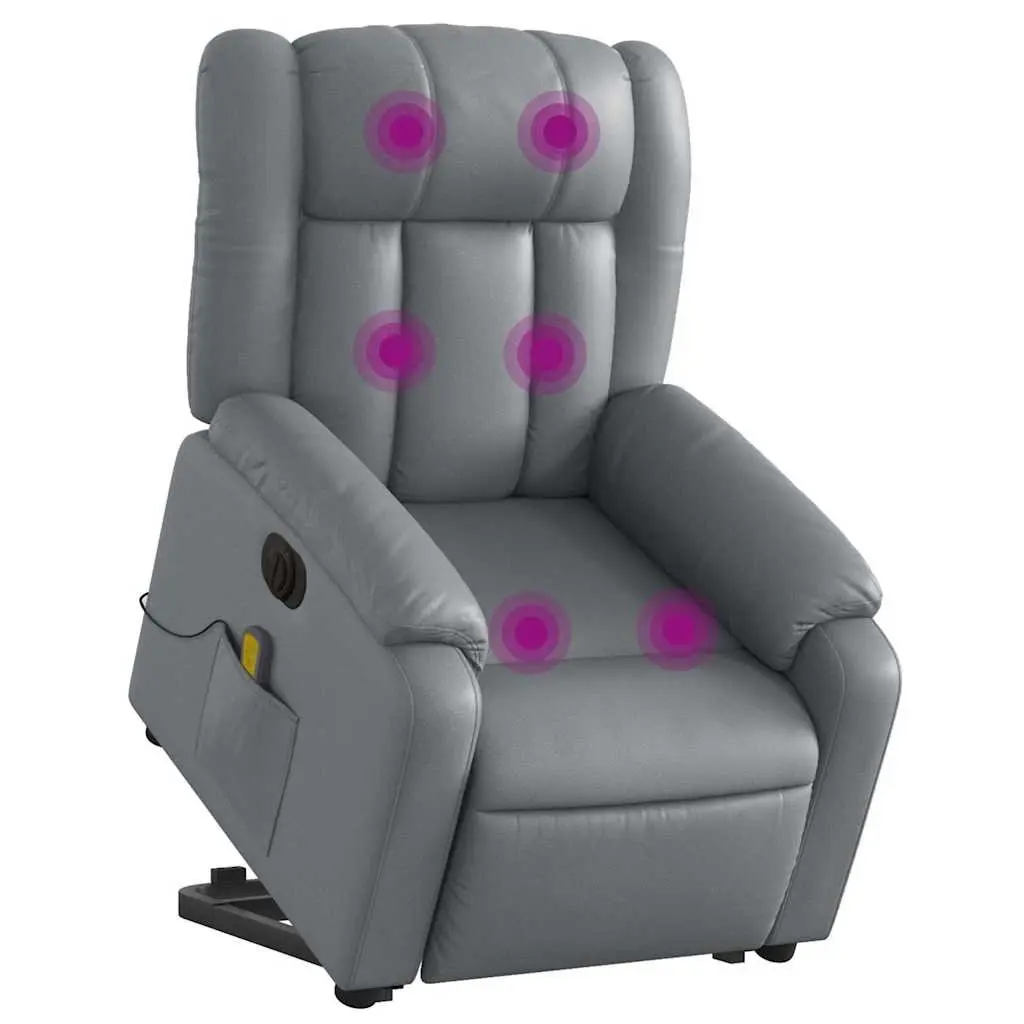 Electric Massage Recliner Chair Power Lift Grey Faux Leather