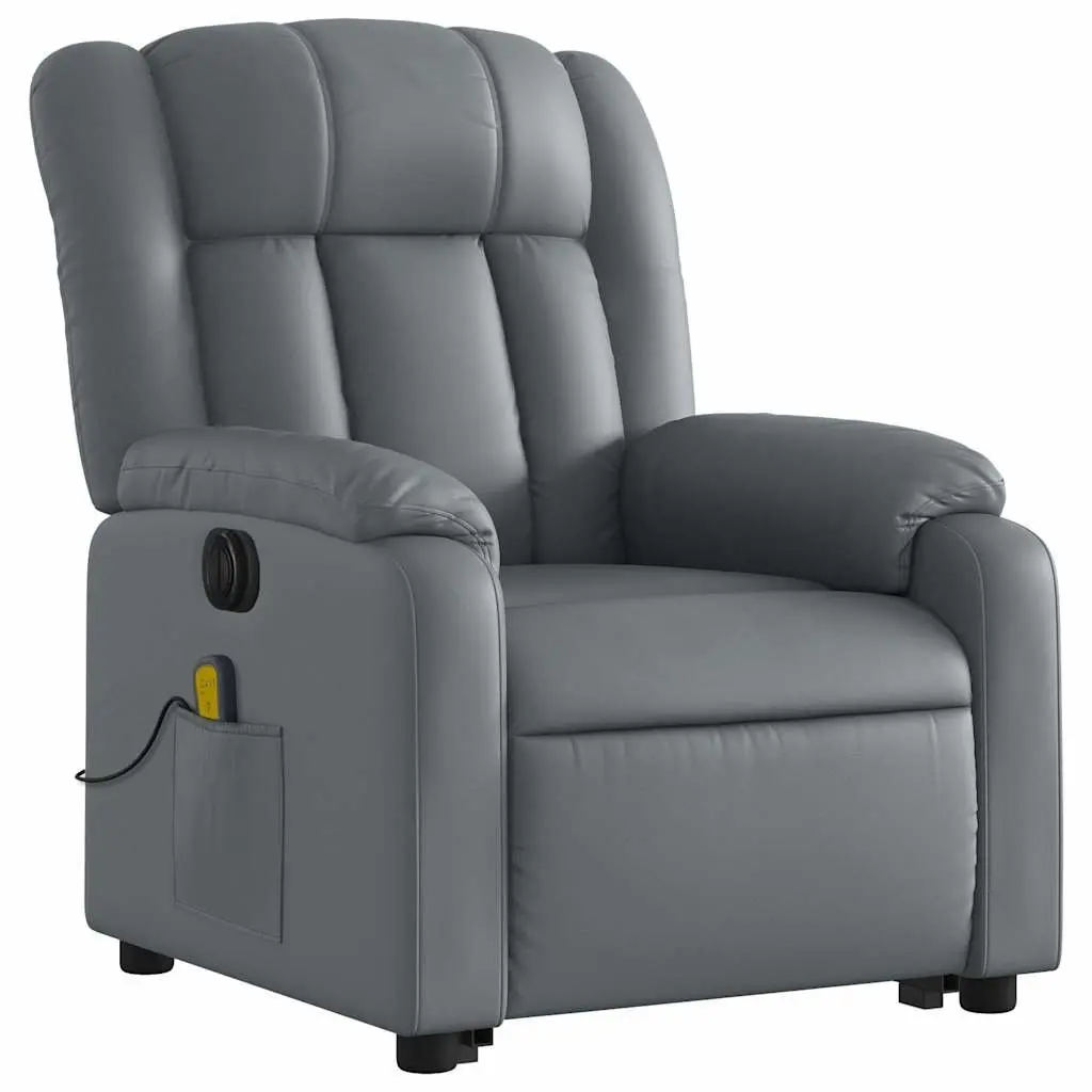 Electric Massage Recliner Chair Power Lift Grey Faux Leather