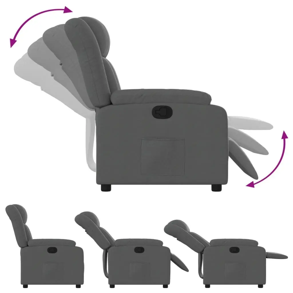 Grey Recliner Armchair with Side Pocket