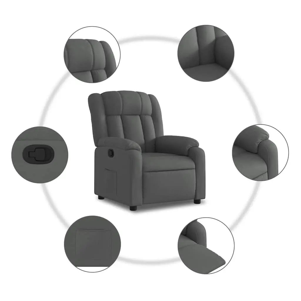 Grey Recliner Armchair with Side Pocket