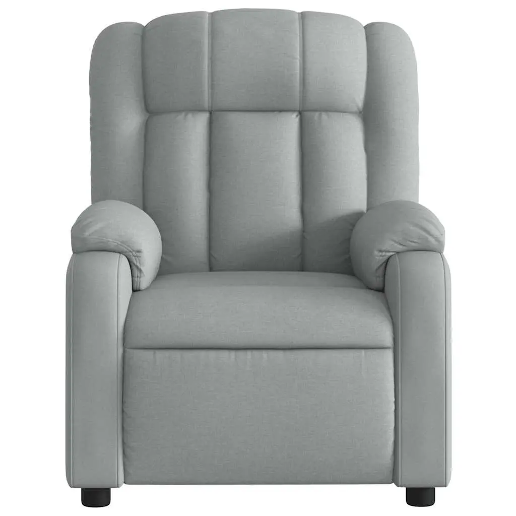 Recliner Chair Manual Vibration Massage Light Grey Fabric Armchair