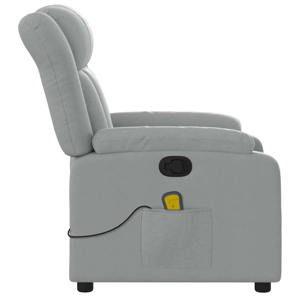 Recliner Chair Manual Vibration Massage Light Grey Fabric Armchair