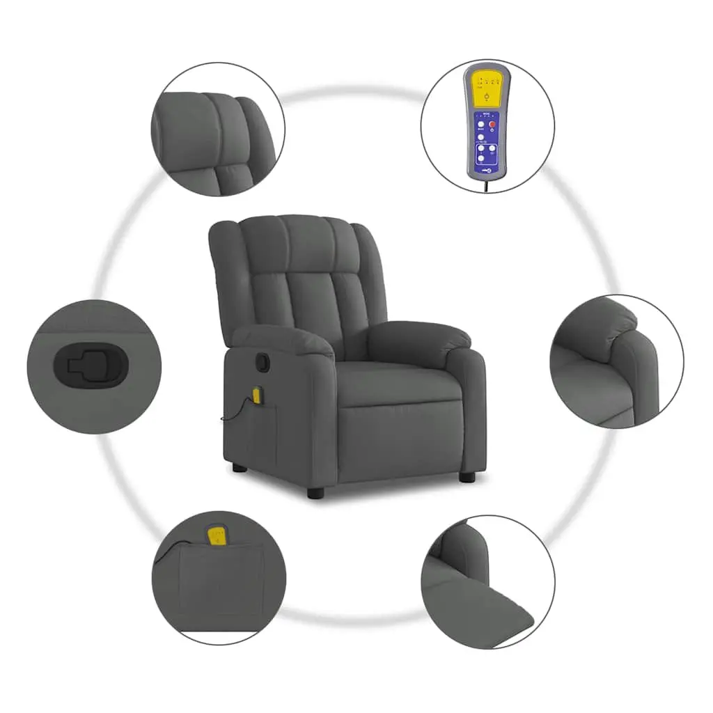 Massage Recliner Chair Vibration Massage 135 Degrees Grey Fabric