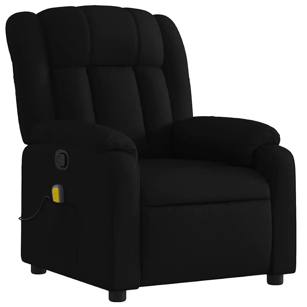 Recliner Chair Manual Vibration Massage Black Fabric Lounge Armchair