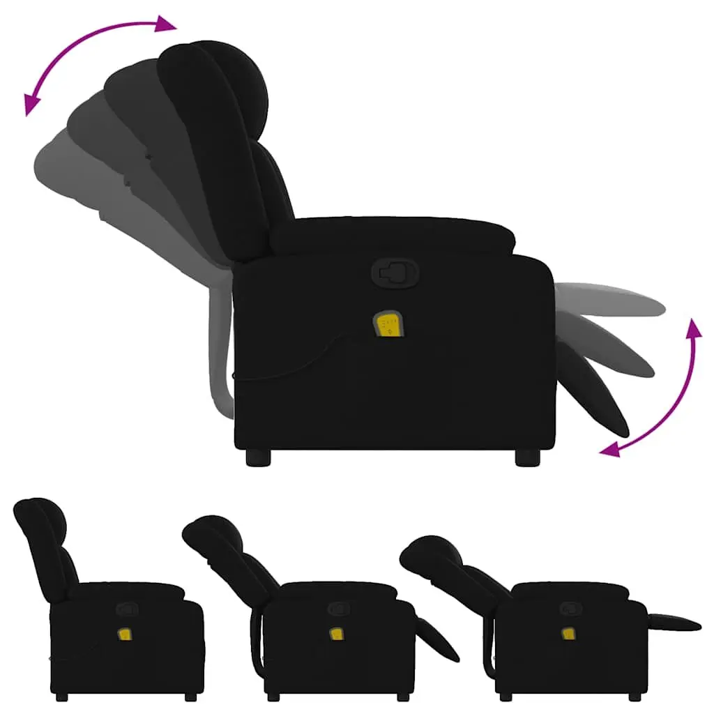 Recliner Chair Manual Vibration Massage Black Fabric Lounge Armchair