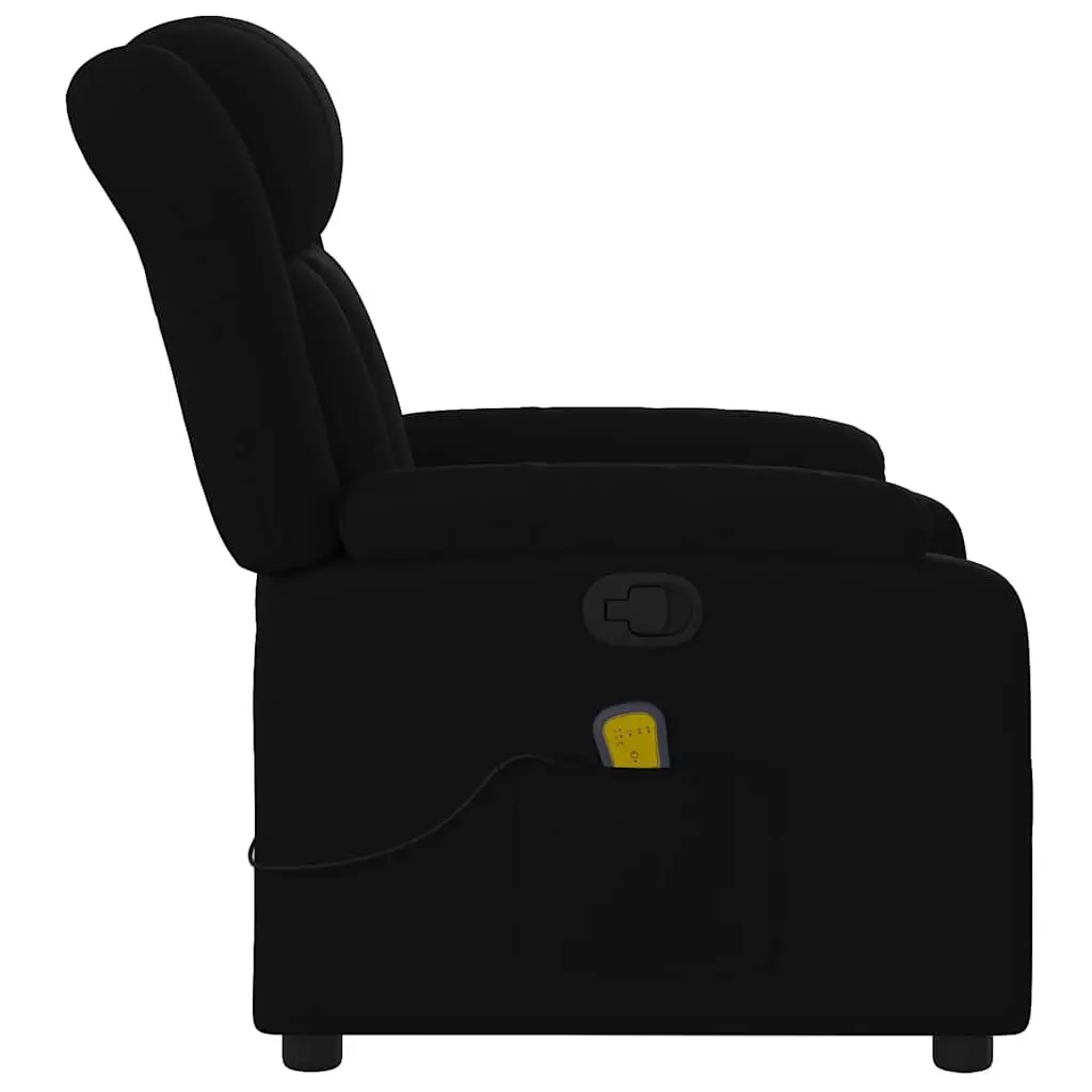 Recliner Chair Manual Vibration Massage Black Fabric Lounge Armchair