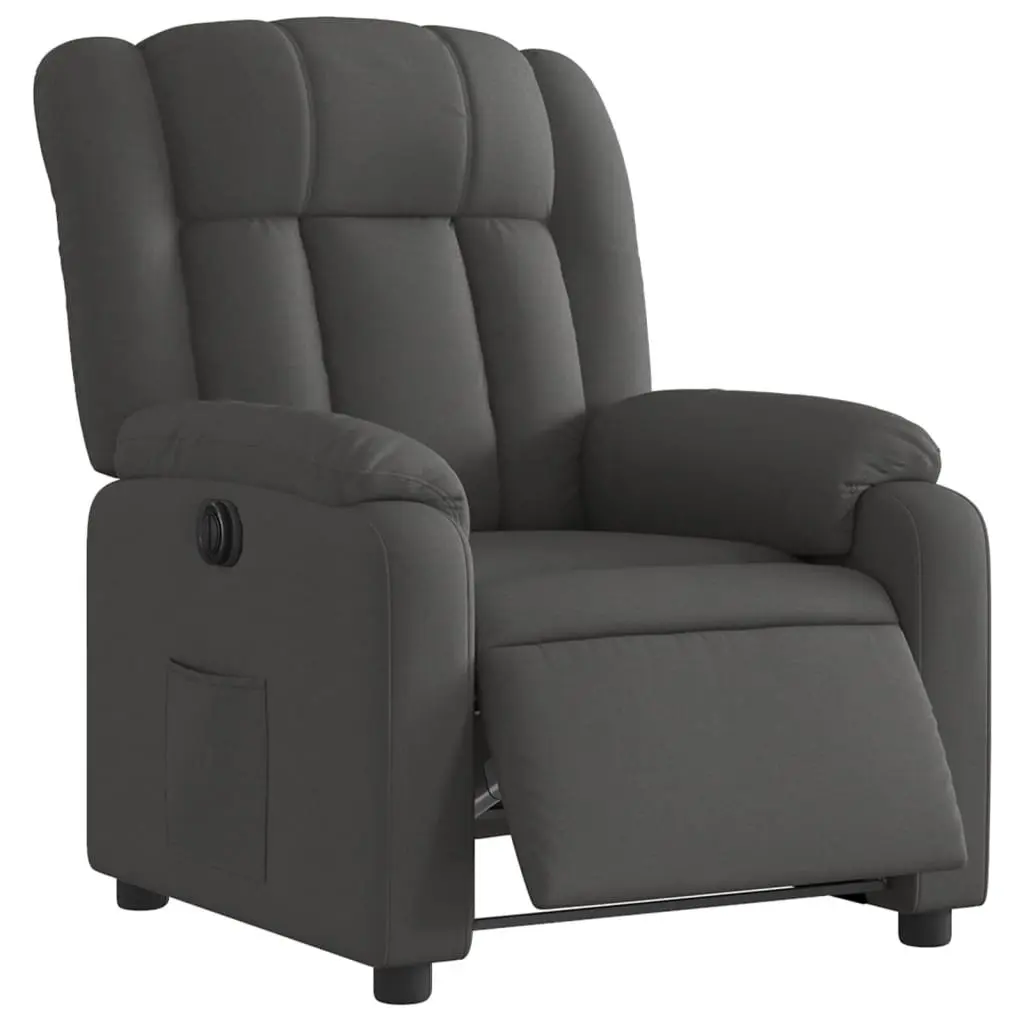 Electric Recliner Chair Dark Grey Fabric Armchair Padded Seat Footrest