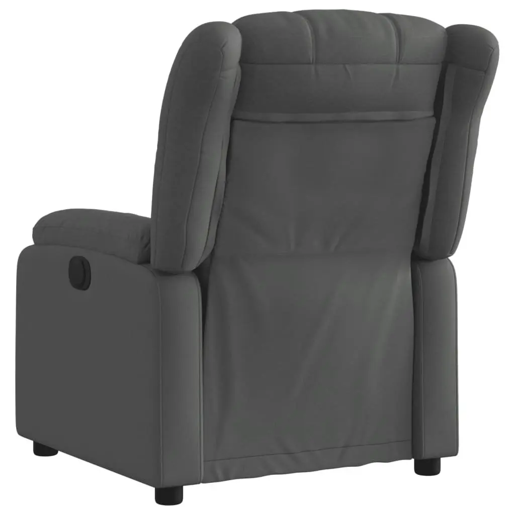 Electric Recliner Chair Dark Grey Fabric Armchair Padded Seat Footrest