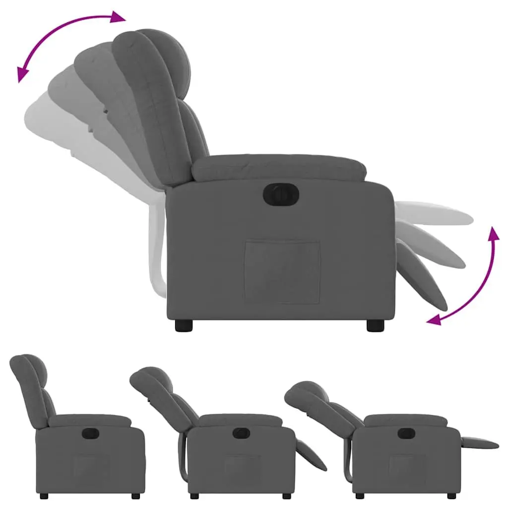 Electric Recliner Chair Dark Grey Fabric Armchair Padded Seat Footrest