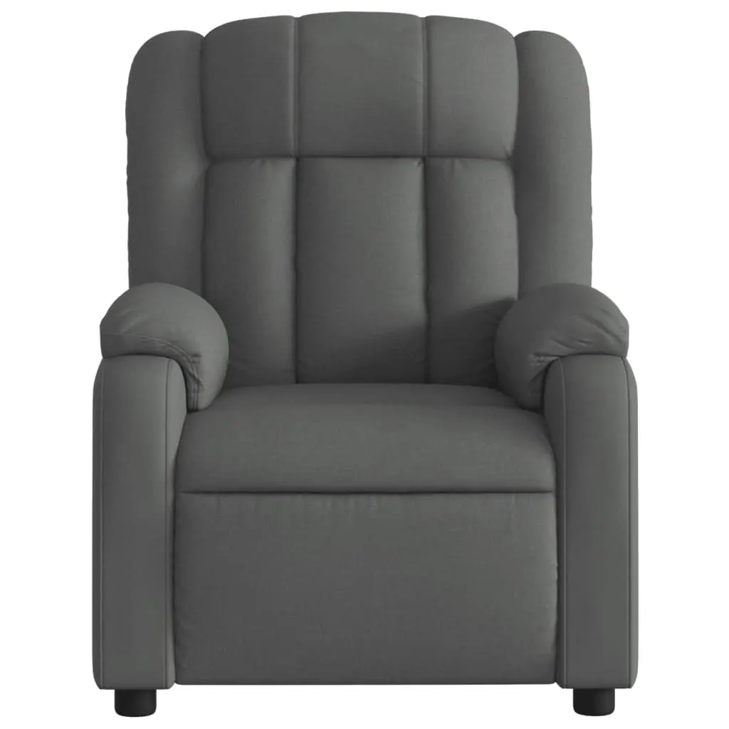 Electric Recliner Chair Dark Grey Fabric Armchair Padded Seat Footrest