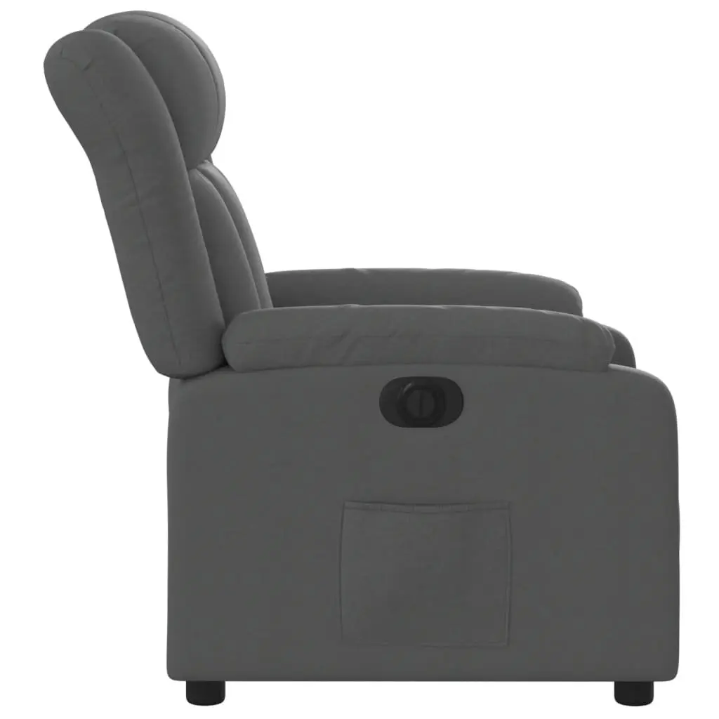 Electric Recliner Chair Dark Grey Fabric Armchair Padded Seat Footrest