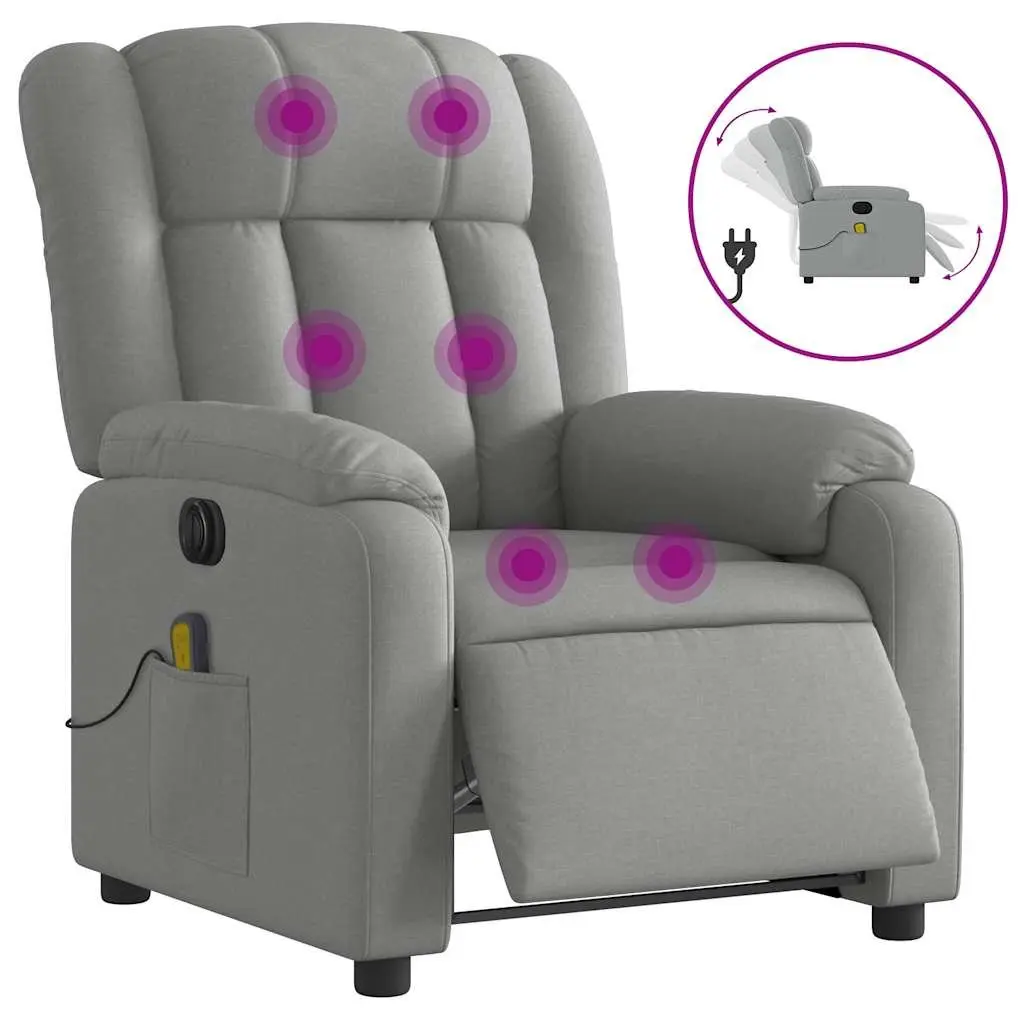 Electric Massage Recliner Chair Vibration Massage Adjustable Footrest Grey Fabric