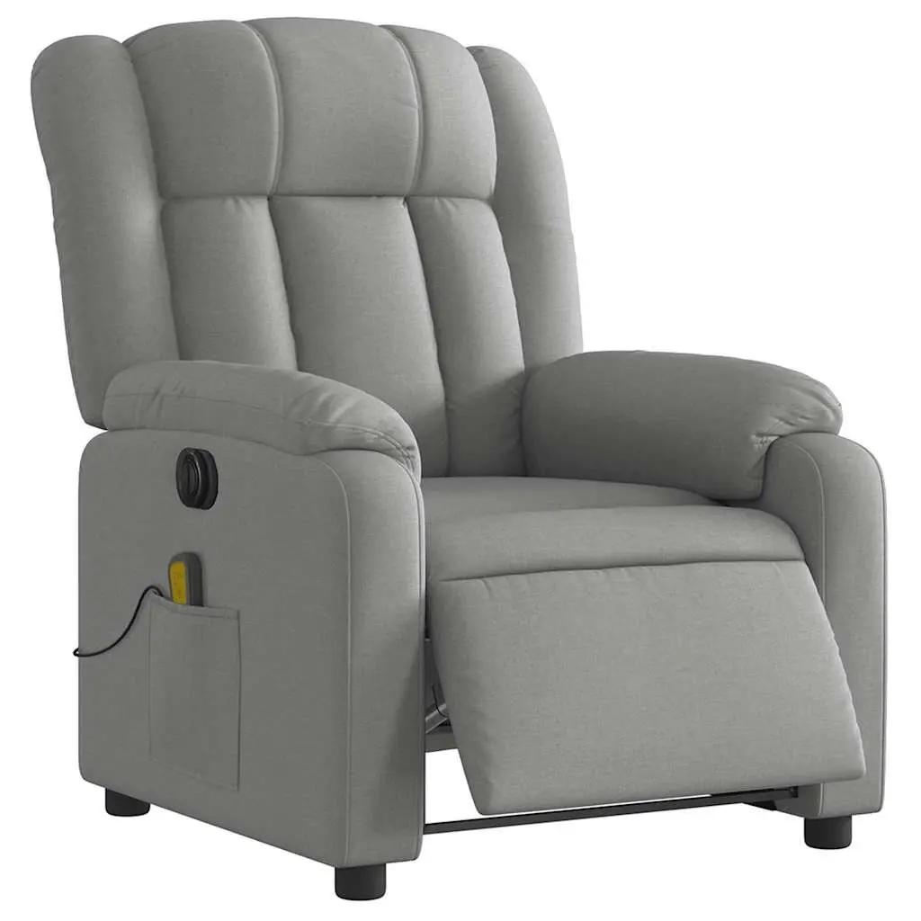 Electric Massage Recliner Chair Vibration Massage Adjustable Footrest Grey Fabric