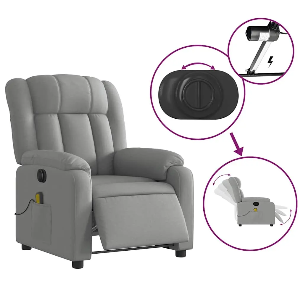Electric Massage Recliner Chair Vibration Massage Adjustable Footrest Grey Fabric