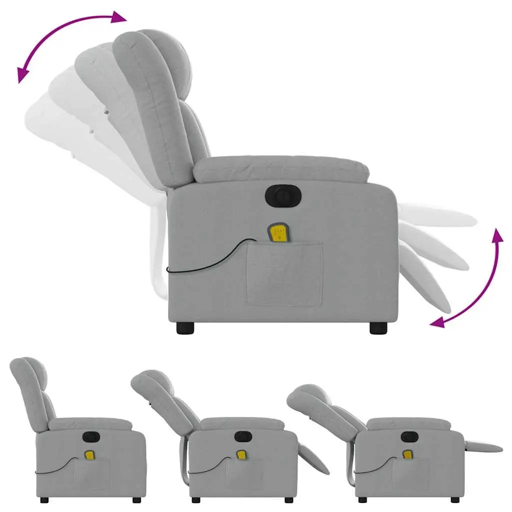 Electric Massage Recliner Chair Vibration Massage Adjustable Footrest Grey Fabric