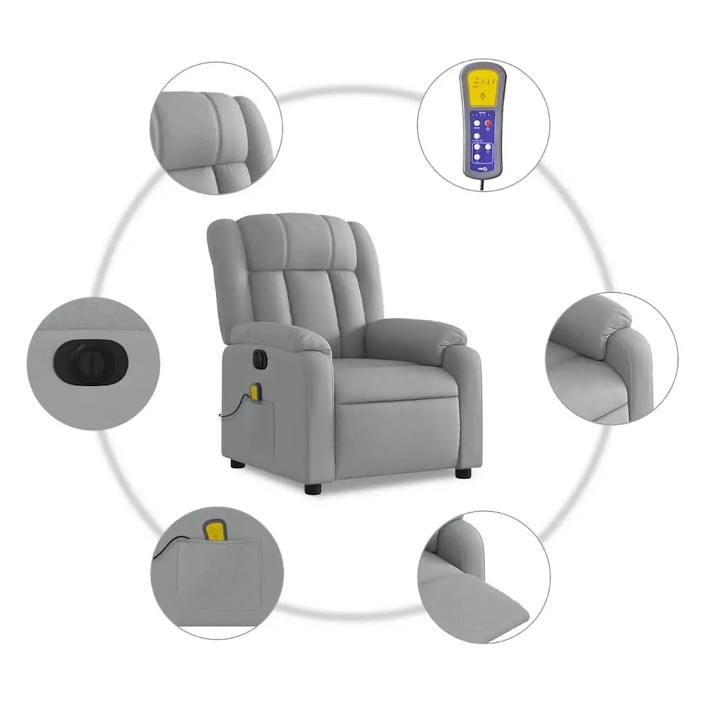 Electric Massage Recliner Chair Vibration Massage Adjustable Footrest Grey Fabric