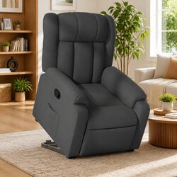Warm and Reassuring Dark Grey Power Lift Recliner Chair